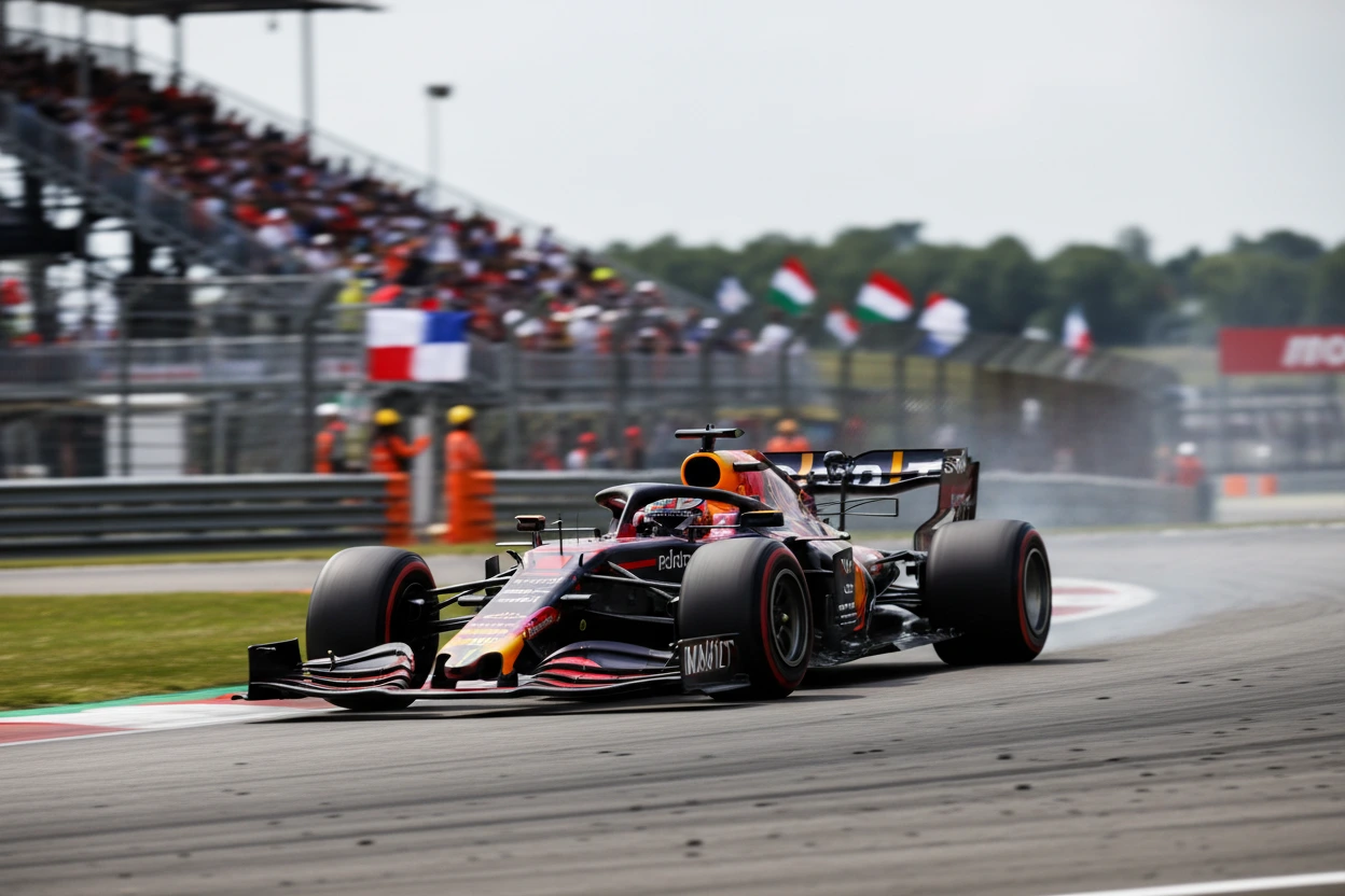 Monoposto da corsa che affronta una curva ad alta velocità
